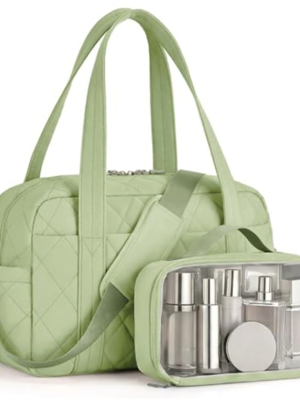 Lightweight Quilted Travel Duffle Bag for Women, Organized Carry On Gym Weekend